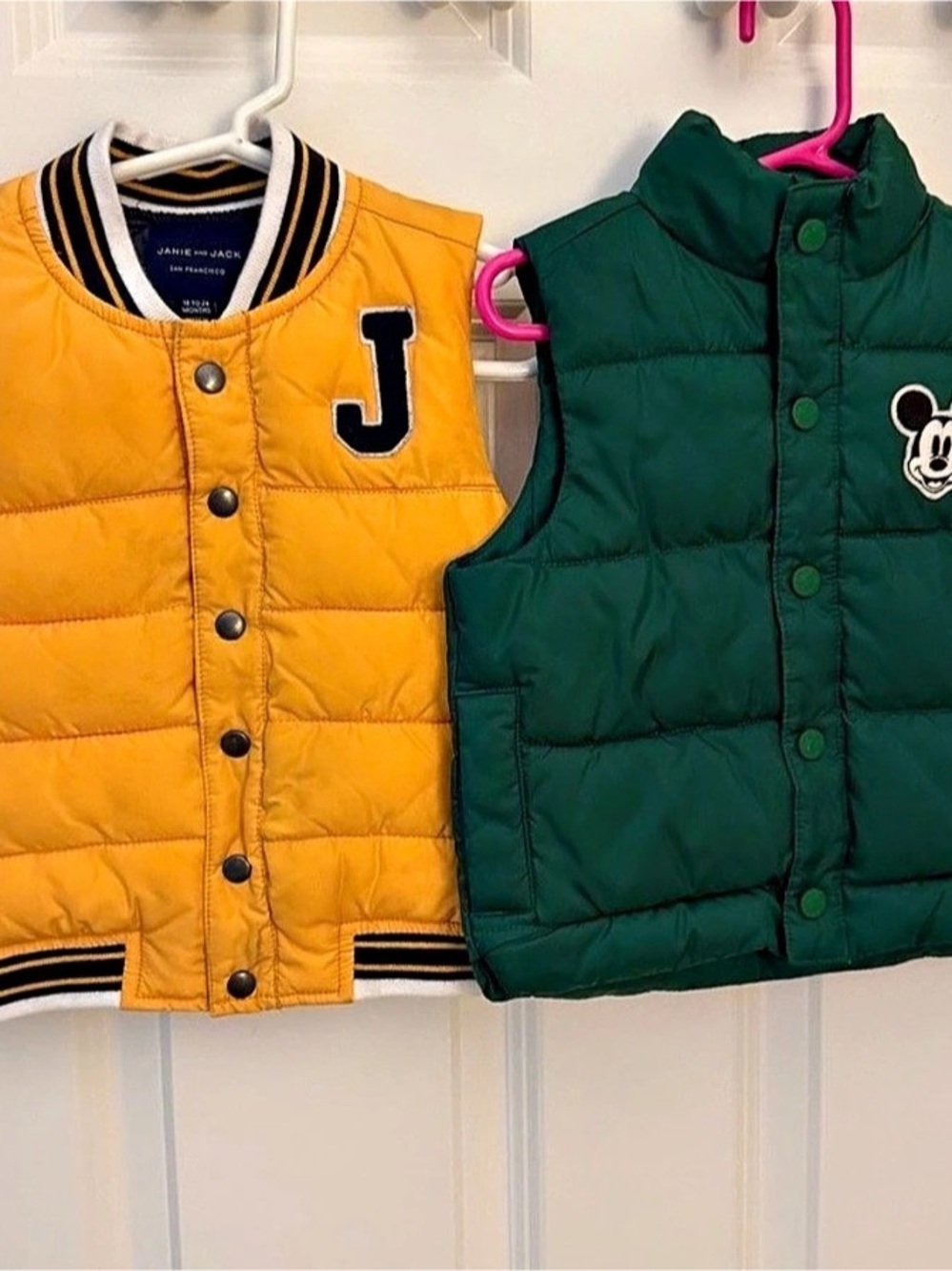 Janie and Jack Puffer Vests Yellow & Green - Size 2T